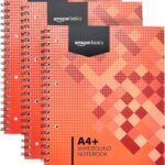 Pack de tres cuadernos de espiral Amazon Basics A4+ color rojo