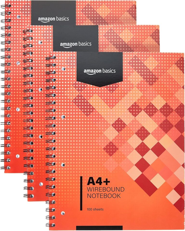 Pack de tres cuadernos de espiral Amazon Basics A4+ color rojo